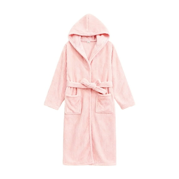 Unisex Coral Fleece Bathrobe - Adult Multi-Color Homewear, Pink