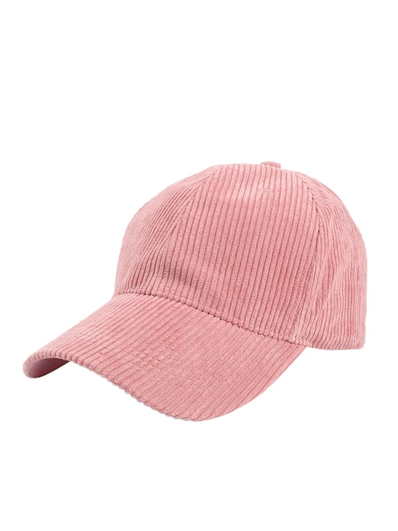Unisex Corduroy Baseball Cap, Solid Color Adjustable Dad Hat for Casual Street Style, Daily Wear, and Sun Protection, Classic Fit with Soft Brim for Men and Women Pink