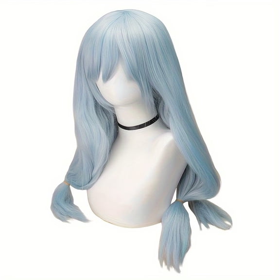 Unisex Cosplay Anime Hair Wig - Realistic Simulated Scalp with Braided Buttons for Role-Playing