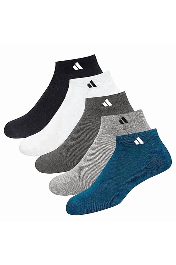 Unisex Cotton Ankle Length Socks for Men & Women, Solid Colors, Soft Breathable, Pack of 5 Pairs