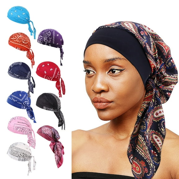 Unisex Cotton Beanie & Bandana Headwear - Moisture Wicking Skull Cap & Biker Head Wrap for Men & Women, Quick-Drying Sun Protection for Sports, Motorcycle, Outdoor