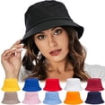 thumbnail image 1 of Unisex Cotton Packable Bucket Hat Sun Hat Plain Colors for Men Women Summer Travel Fishing Hiking, 1 of 7