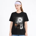 thumbnail image 1 of Unisex Cotton T-Shirt Cat Dog Moon Pumpkin Graphic Halloween Tee, 1 of 7