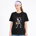 thumbnail image 1 of Unisex Cotton T-Shirt Dancing Skeleton Halloween Graphic Spooky Party Tee, 1 of 7