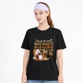 thumbnail image 1 of Unisex Cotton T-Shirt Ghost Reading In Library Graphic Tee, Casual School Halloween Shirt, 1 of 7