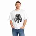 thumbnail image 1 of Men Cotton T-Shirt Skeleton Rib Cage Graphic Casual Short Sleeve Tee for Halloween Party, 1 of 6
