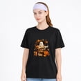 thumbnail image 1 of Unisex Cotton T-Shirt Stacked Books Ghost Halloween Graphic Tee, Casual School Halloween Shirt, 1 of 7