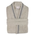 thumbnail image 1 of Unisex Cotton Terry Kimono Bathrobe with Embroidery All-Season Robe, LG, Stone-Grey, 1 of 12