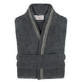 thumbnail image 1 of Unisex Cotton Terry Kimono Bathrobe with Embroidery All-Season Robe, SM, Grey-Stone, 1 of 12