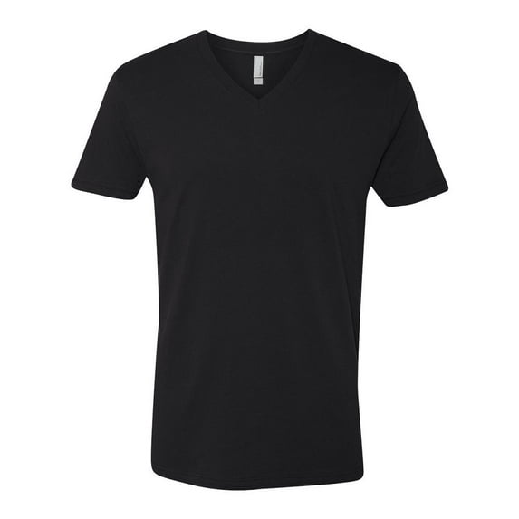 Unisex Cotton V-Neck T-Shirt , Black , 2X-Large