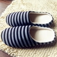 thumbnail image 1 of Unisex Couple Indoor Soft Non-Slip Floor Slippers Striped House Home Shoes, 1 of 3
