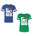 thumbnail image 1 of Unisex Couple Matching Cotton Jersey style T-Shirt Contrasting stripes on sleeves (Men Royal / Women Green) (Men XL / Women XL), 1 of 3