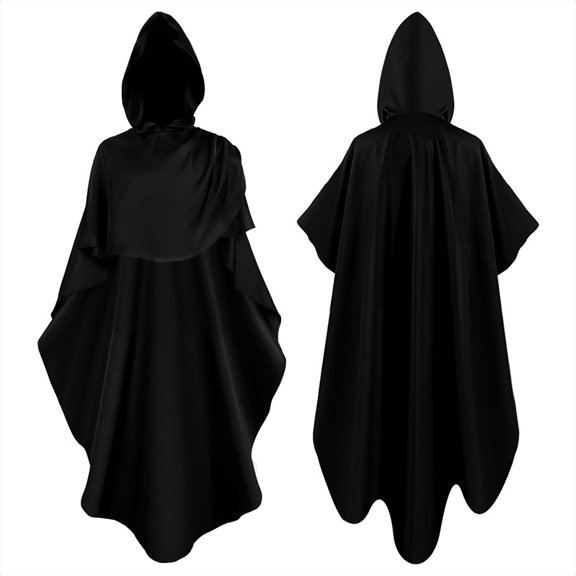 Unisex Court Style Cape Punk Style Loose Hooded Button Down Woolen Loose Cape Top