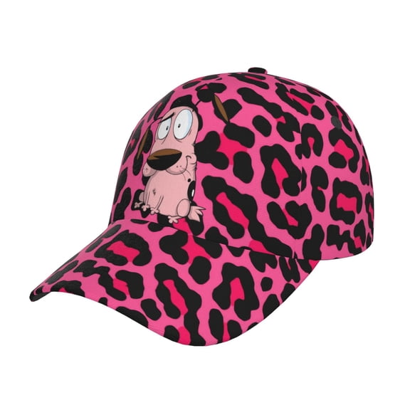 Unisex Cowardly Dog Red Leopard Adjustable Sports Dad Hat Trucker Baseball Cap For Running Outdoor Travel