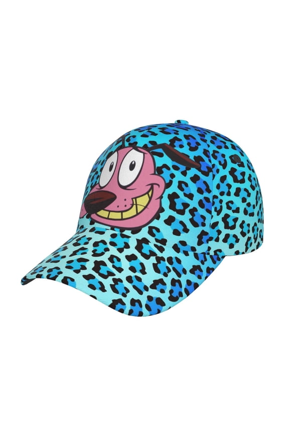 Unisex Cowardly Dog Smile Blue Leopard Adjustable Sports Dad Hat Trucker Baseball Cap For Running Outdoor Travel