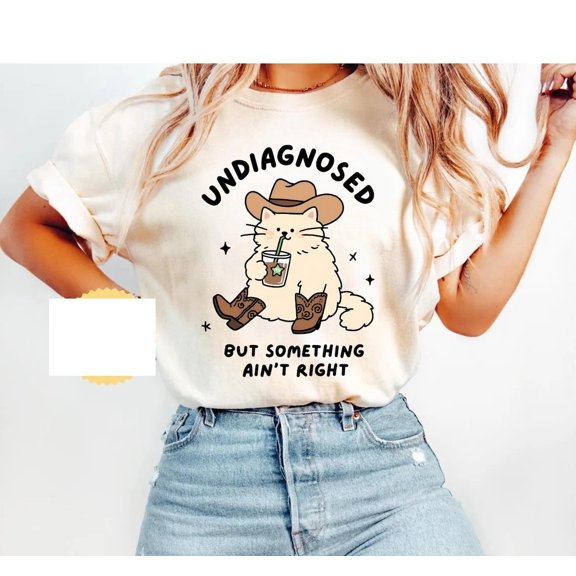 Unisex Cowboy Cat Meme Shirt, Funny Sarcastic Feline Design, Ironic Western Humor Top, Casual Everyday Wear