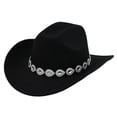 thumbnail image 1 of Unisex Cowboy Hat Gem Stone Band Design Western Party Hat Retro Wide Brim Dress Up Hat One Size, 1 of 3