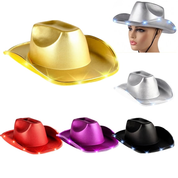 Unisex Cowboy Hat Light Up Flashing LED Brim Cowboy Hat Fun Light Up Hat For Wedding Prom Birthday Party Halloween Christmas