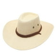 thumbnail image 1 of Unisex Cowboy Hat Outfit Straw Felt Wide Brim Western Fedora for Country Concert Rodeo Brown Black Outdoor Wedding Party Accessories, 1 of 2