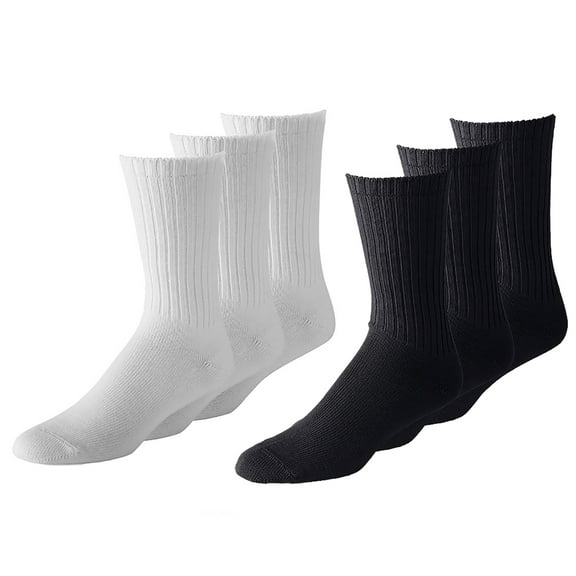 Unisex Crew Athletic Sports Cotton Socks 24 Pack (10-13, Black and White)
