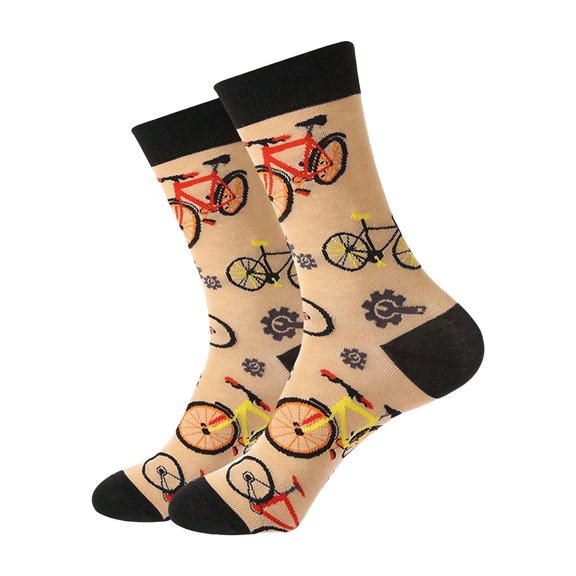 Unisex Crew Socks Cotton Blend Jacquard Novelty Bicycle Pattern Long Socks Casual Printed Knit Tube Socks