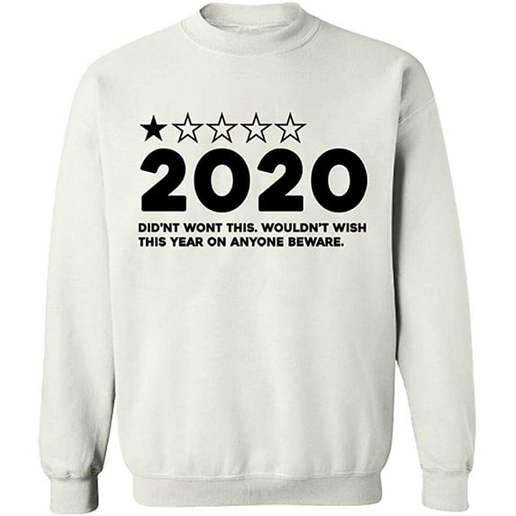 Unisex Crewneck Sweatshirt, 2020 Bad Rating, Slim Fit, Long Sleeve Sweater - White 2X-Large