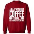 thumbnail image 1 of Unisex Crewneck Sweatshirt, A Day Without Coffee is Like, Slim Fit, Long Sleeve Sweater - Antiquee Cherry Medium, 1 of 2