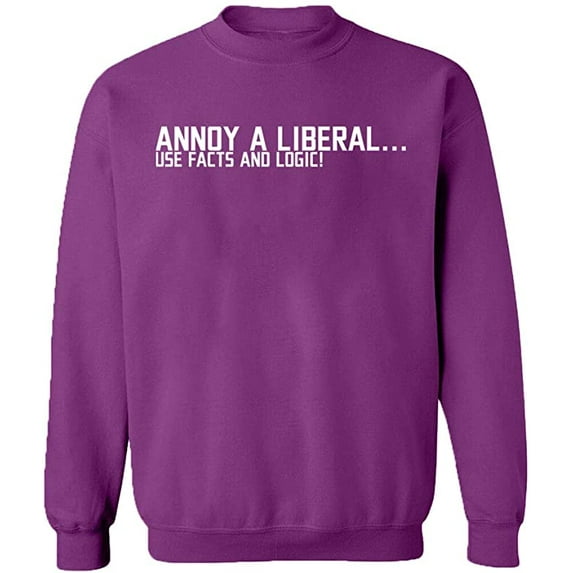 Unisex Crewneck Sweatshirt, Annoy a Liberal, Custom Sweater, Slim Fit, Long Sleeve Sweater - Purple 3X-Large