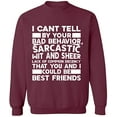 thumbnail image 1 of Unisex Crewneck Sweatshirt, Bad Behavior Sarcastic, Custom Sweater, Slim Fit, Long Sleeve Sweater - Maroon Large, 1 of 2