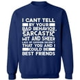 thumbnail image 1 of Unisex Crewneck Sweatshirt, Bad Behavior Sarcastic, Custom Sweater, Slim Fit, Long Sleeve Sweater - Navy Blue X-Large, 1 of 2