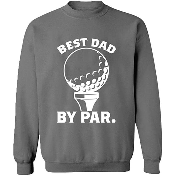 Unisex Crewneck Sweatshirt, Best Dad By Par, Custom Sweater, Slim Fit, Long Sleeve Sweater - Graphite Heather 3X-Large