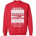 thumbnail image 1 of Unisex Crewneck Sweatshirt, Border Wall, Slim Fit, Long Sleeve Sweater - Red Large, 1 of 2