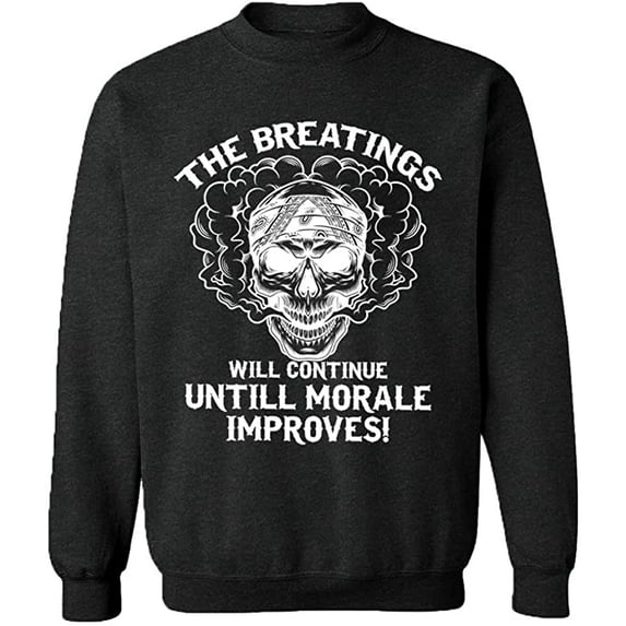 Unisex Crewneck Sweatshirt, Breating Morale Improves, Custom Sweater, Slim Fit, Long Sleeve Sweater - Dark Heather Medium