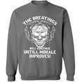 thumbnail image 1 of Unisex Crewneck Sweatshirt, Breating Morale Improves, Custom Sweater, Slim Fit, Long Sleeve Sweater - Graphite Heather Medium, 1 of 2