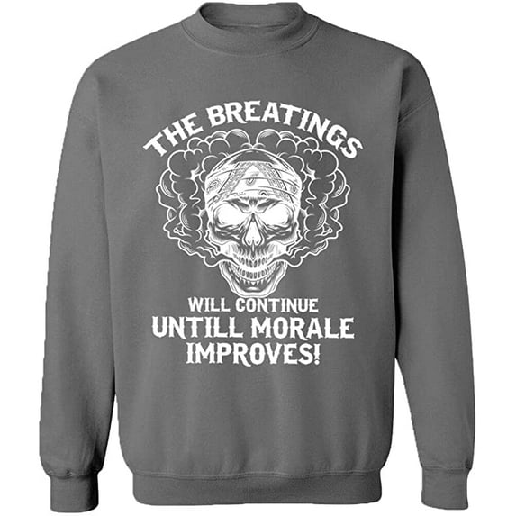Unisex Crewneck Sweatshirt, Breating Morale Improves, Custom Sweater, Slim Fit, Long Sleeve Sweater - Graphite Heather Medium