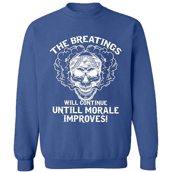 Unisex Crewneck Sweatshirt, Breating Morale Improves, Custom Sweater, Slim Fit, Long Sleeve Sweater - Indigo Blue Medium