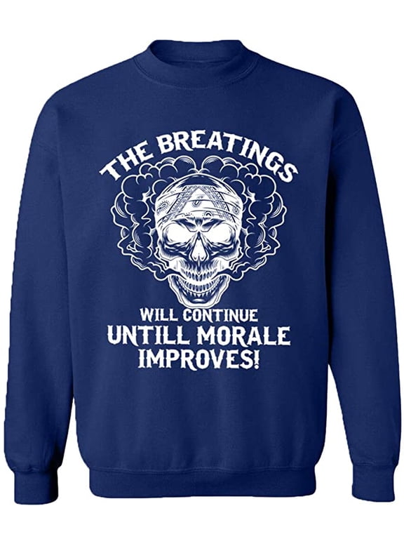 Unisex Crewneck Sweatshirt, Breating Morale Improves, Custom Sweater, Slim Fit, Long Sleeve Sweater - Navy Blue Large