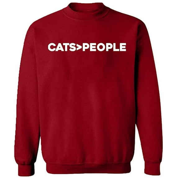 Unisex Crewneck Sweatshirt, Cats>People, Slim Fit, Long Sleeve Sweater - Antiquee Cherry Small