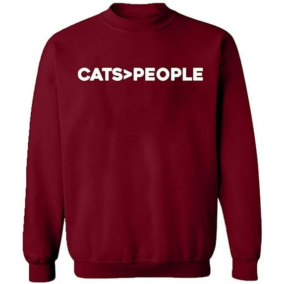 Unisex Crewneck Sweatshirt, Cats>People, Slim Fit, Long Sleeve Sweater - Cardinal Red 2X-Large