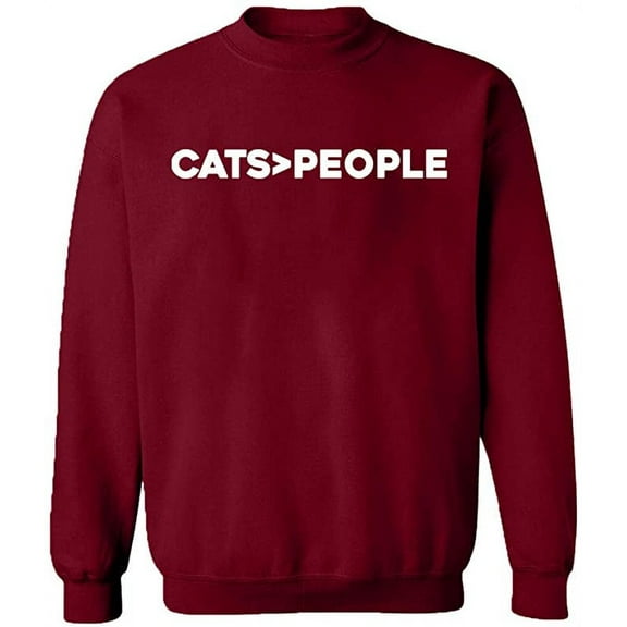 Unisex Crewneck Sweatshirt, Cats>People, Slim Fit, Long Sleeve Sweater - Cardinal Red X-Large