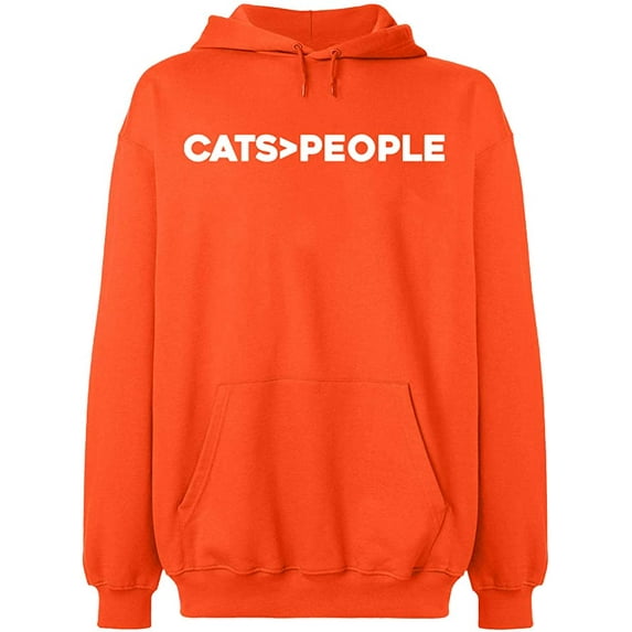 Unisex Crewneck Sweatshirt, Cats>People, Slim Fit, Long Sleeve Sweater - Orange Small