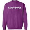 thumbnail image 1 of Unisex Crewneck Sweatshirt, Cats>People, Slim Fit, Long Sleeve Sweater - Purple Large, 1 of 2
