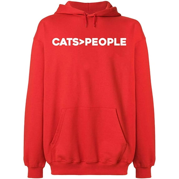Unisex Crewneck Sweatshirt, Cats>People, Slim Fit, Long Sleeve Sweater - Red Large