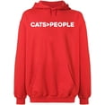 thumbnail image 1 of Unisex Crewneck Sweatshirt, Cats>People, Slim Fit, Long Sleeve Sweater - Red Small, 1 of 2