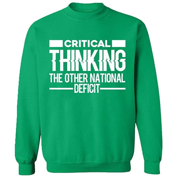 Unisex Crewneck Sweatshirt, Critical Thinking, Custom Sweater, Slim Fit, Long Sleeve Sweater - Irish Green X-Large