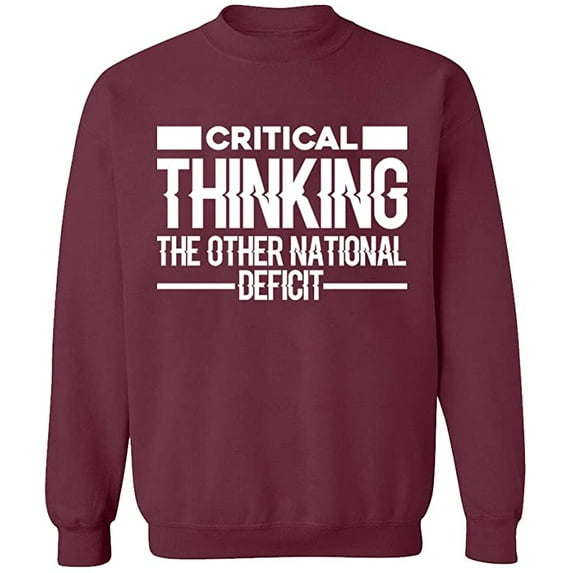 Unisex Crewneck Sweatshirt, Critical Thinking, Custom Sweater, Slim Fit, Long Sleeve Sweater - Maroon 2X-Large