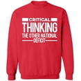 thumbnail image 1 of Unisex Crewneck Sweatshirt, Critical Thinking, Custom Sweater, Slim Fit, Long Sleeve Sweater - Red 2X-Large, 1 of 2