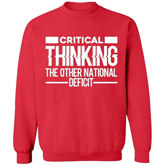 Unisex Crewneck Sweatshirt, Critical Thinking, Custom Sweater, Slim Fit, Long Sleeve Sweater - Red 2X-Large