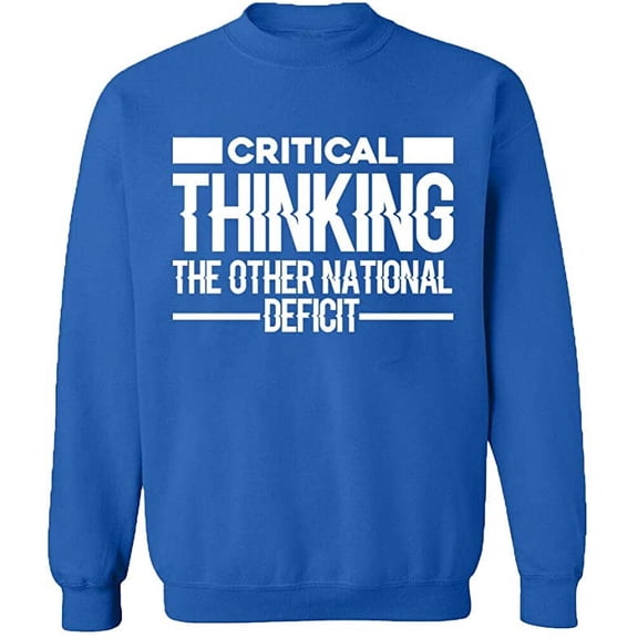 Unisex Crewneck Sweatshirt, Critical Thinking, Custom Sweater, Slim Fit, Long Sleeve Sweater - Royal Blue X-Large