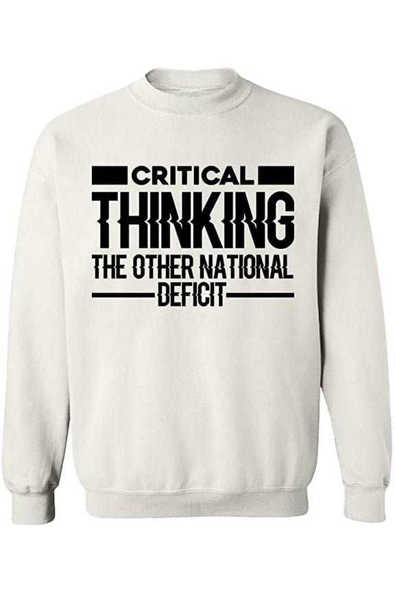 Unisex Crewneck Sweatshirt, Critical Thinking, Custom Sweater, Slim Fit, Long Sleeve Sweater - White Medium
